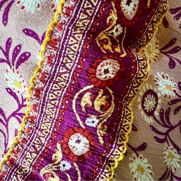 Poupette St. Barth Designer Amora Mini Tassel Dress Boho Floral Pink Cerise Sz S - Picture 11 of 16